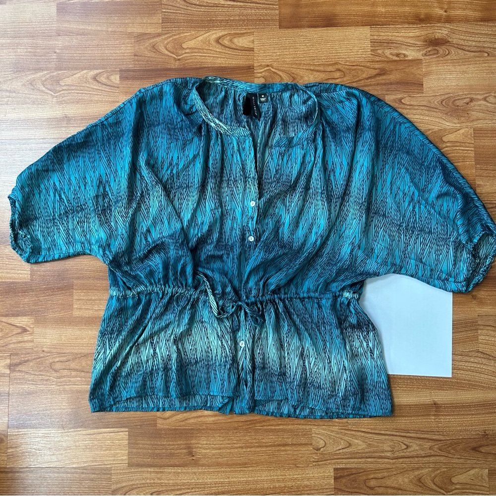 4/$15 Willi Smith teal blue blouse